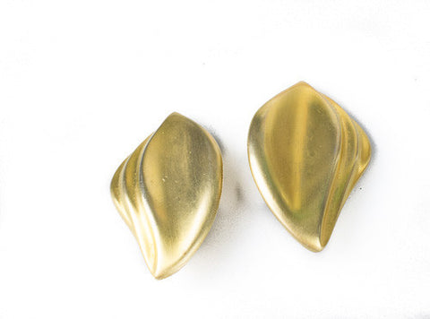 Vintage Abstract Gold Leaf Clip On Earrings