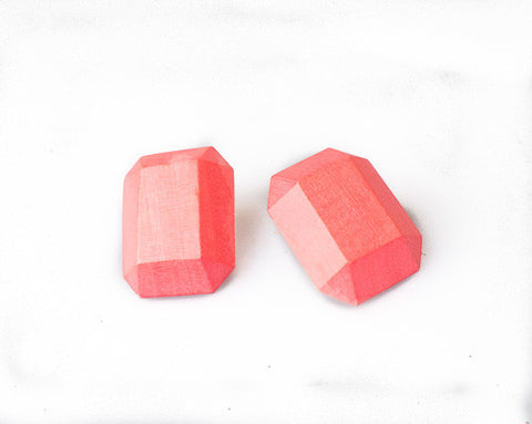 Vintage Bubble Gum Pink  wood Post Earrings