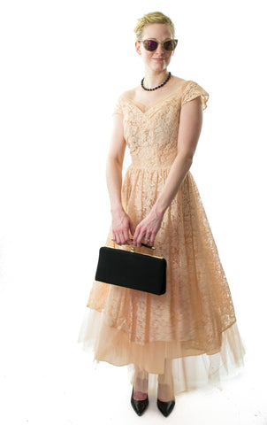 Pretty In Peach Vintage 50's Party Dress